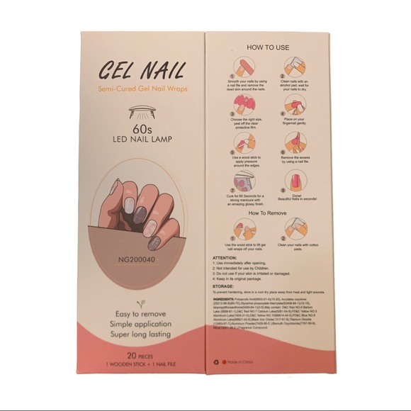 5/$25! Gel Nail Semi-Cured Gel Nail Wraps with wooden stick & Nail file - Picture 2 of 4